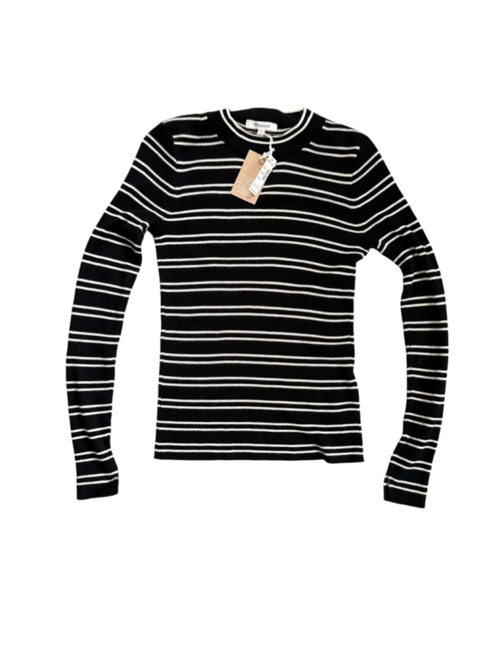 NWT Madewell Double Layered Crewneck Merino Wool Silk Blend Striped Sweater S